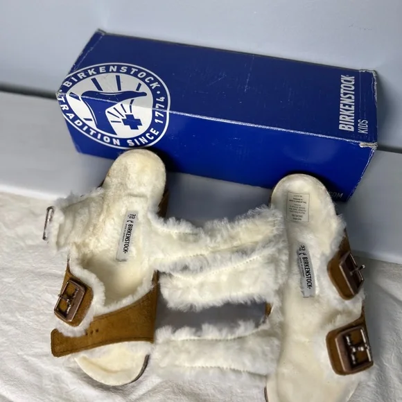 Birkenstock Kids Arizona w/shearling, size 33 (2) narrow, in mink, NEW w/box - Picture 6 of 6